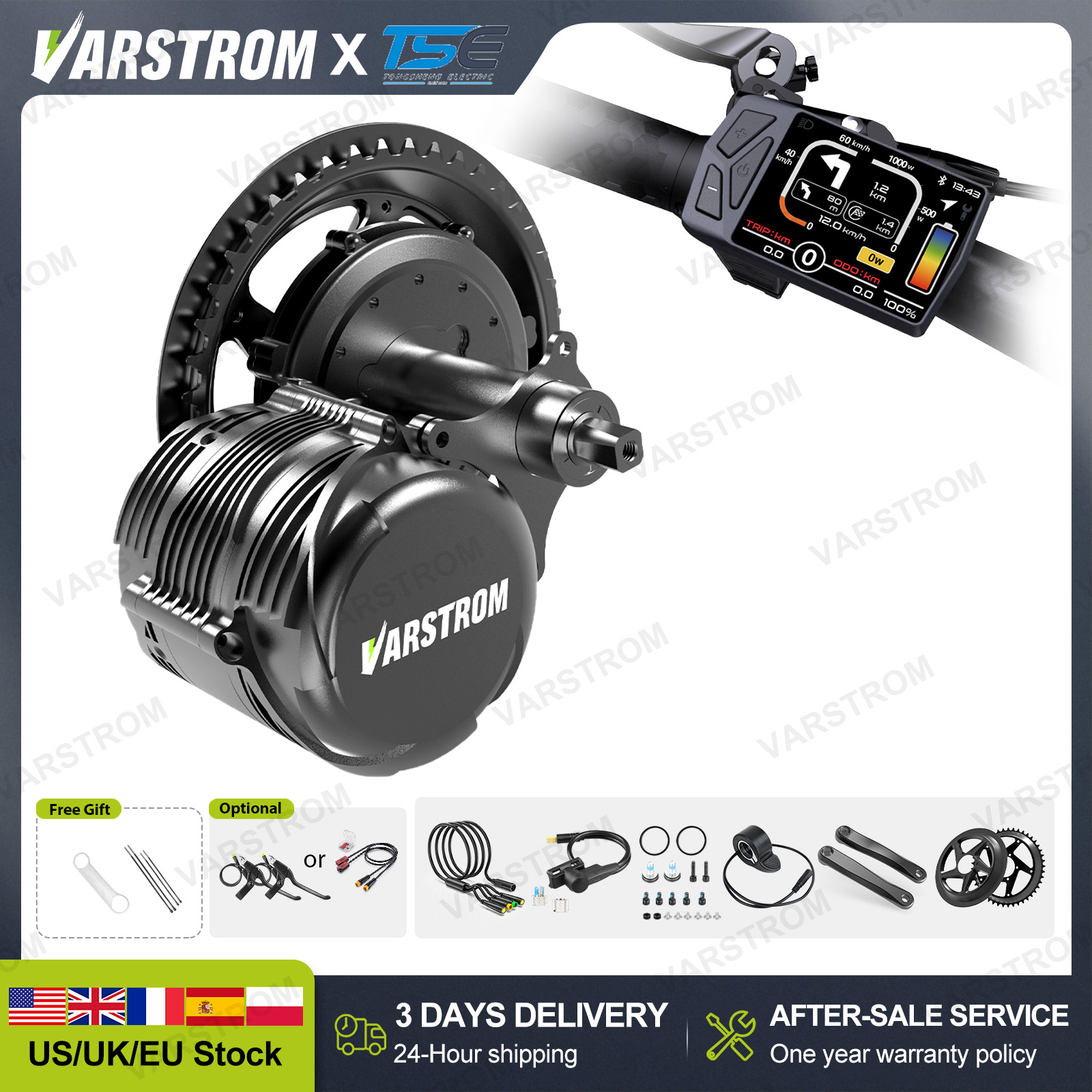 Torque Sensor Mid Drive Motor Kit - [USA Stock] Zestawy do konwersji rowerów