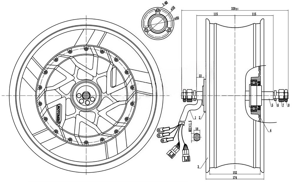 QSMOTOR 17X6.0 Cala 273 12000W – 12000W Electric Motorcycle Hub Motor recenzja i cena