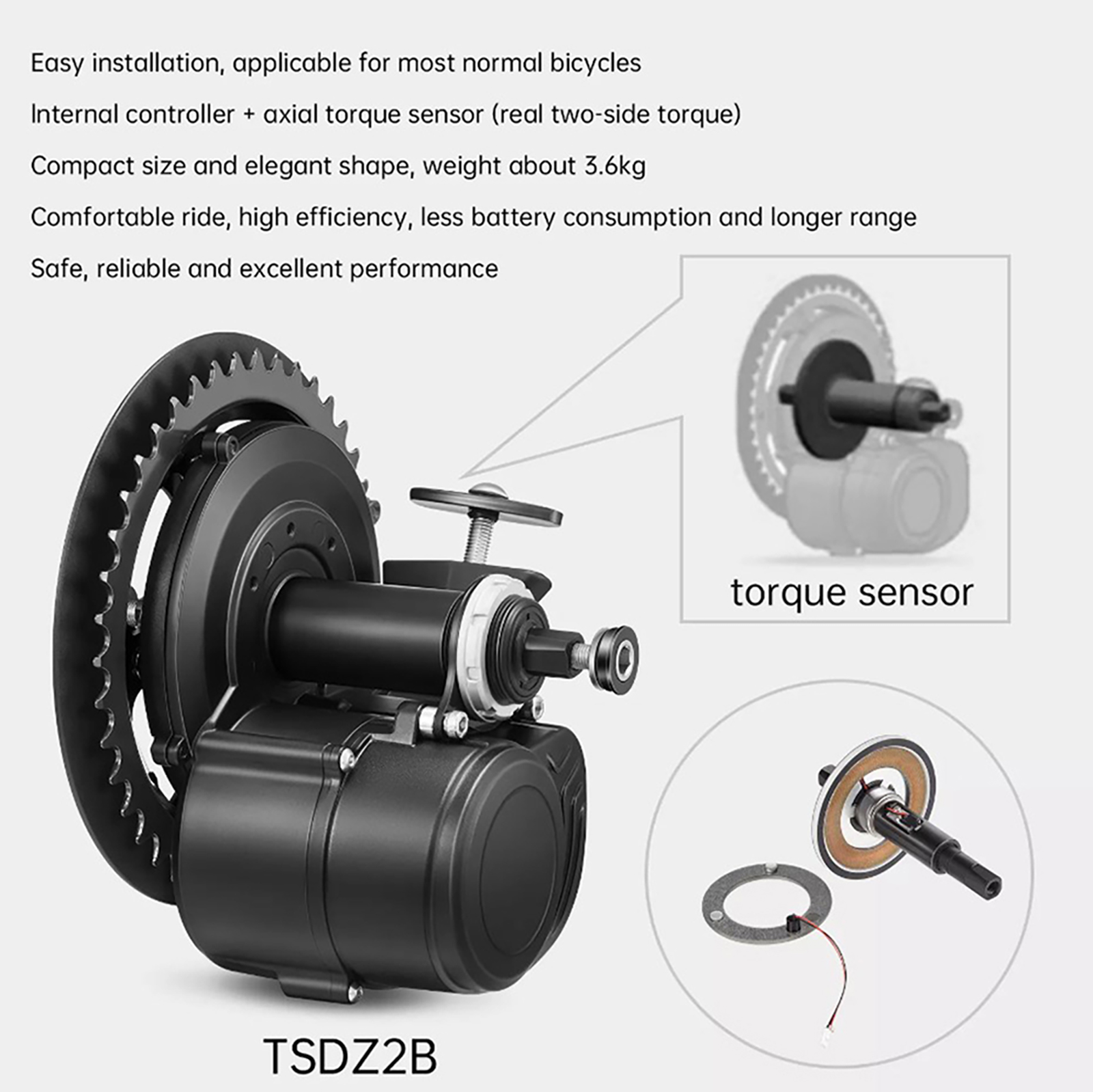 Tongsheng TSDZ2B BB 120mm 100m – High Torque Brushless Mid Motor Kit recenzja i cena